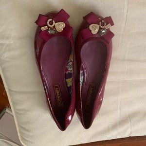 Maroon Coach Flats with Silver Charms